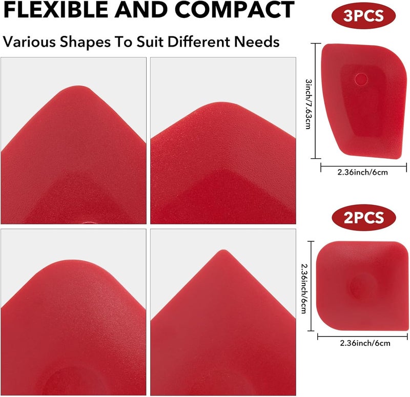 Haikole Pan Scraper 5PCS Plastic Scraper Set,Food Scraper Tool for Cast Iron, Pot and Pan Cleaning,Pan Scraper Tool for Cleaning Grease Burnt Food,Scraper Tool Kitchen (5, Red) - Image 2